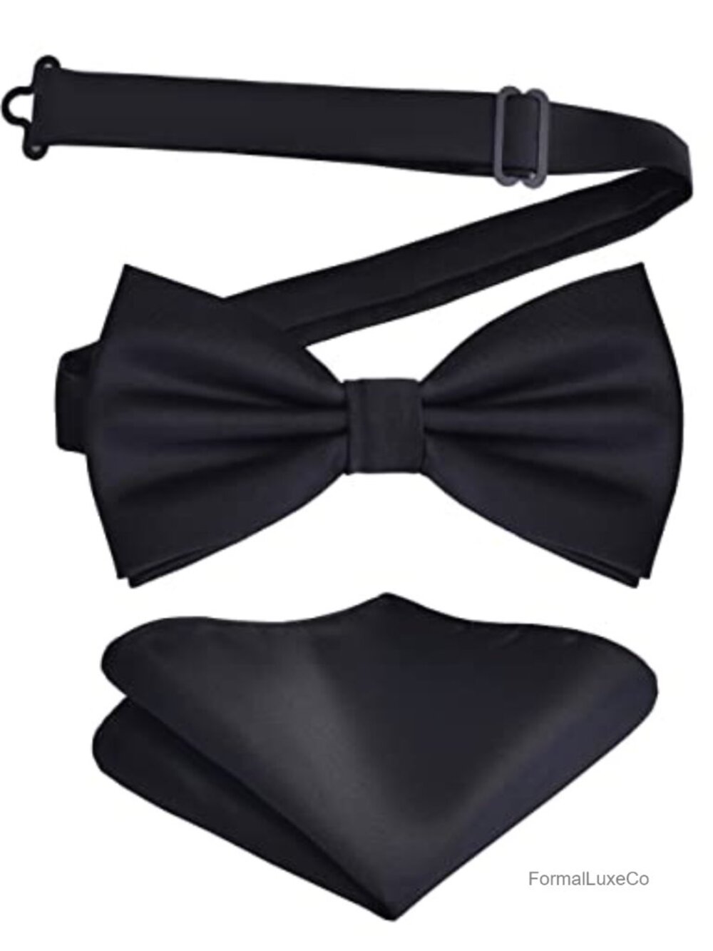 Mens Pre-Tied Bow Tie & Pocket Square Set Silk Formal Tie Set